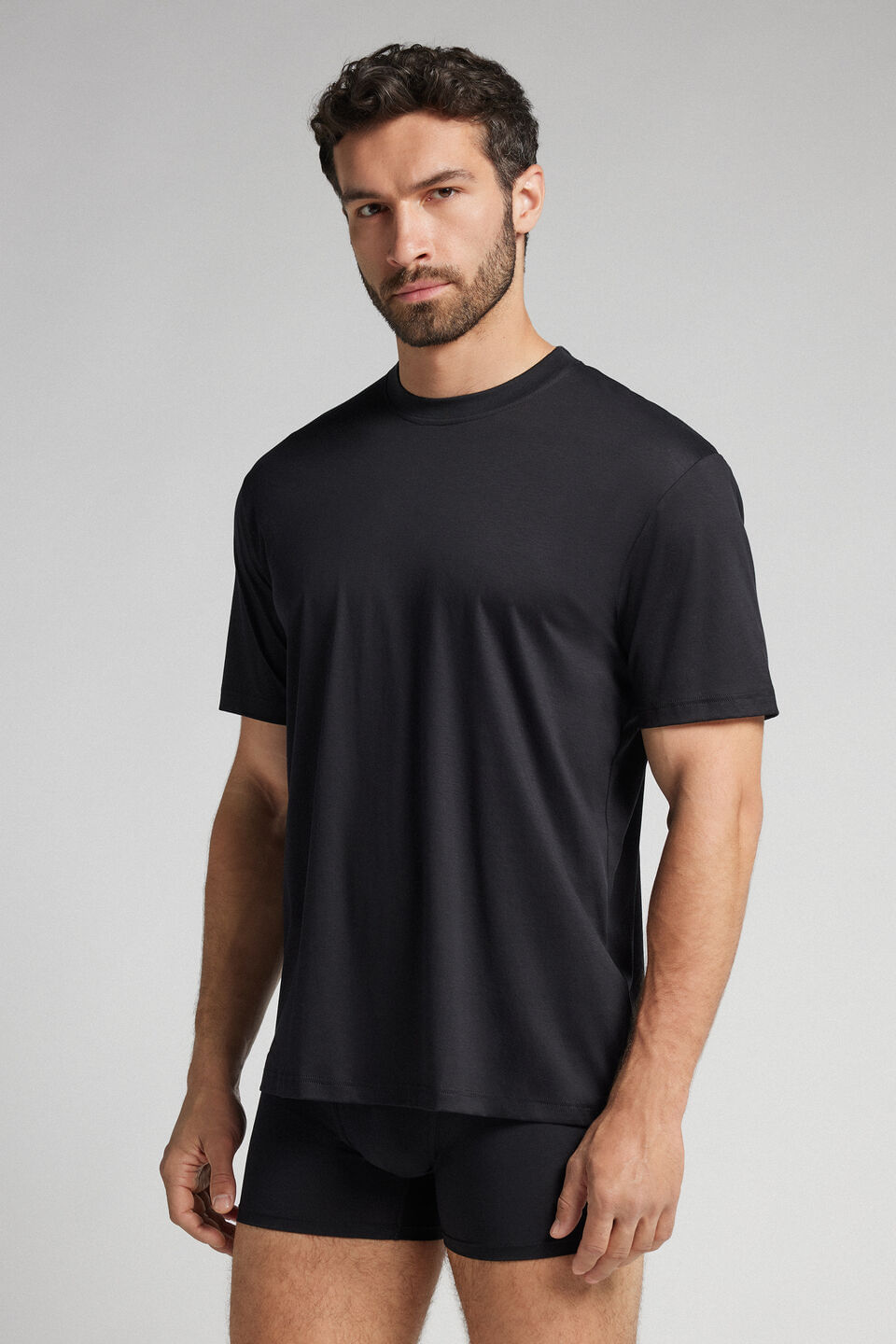 camiseta de manga curta em algodão premium superlight - preto