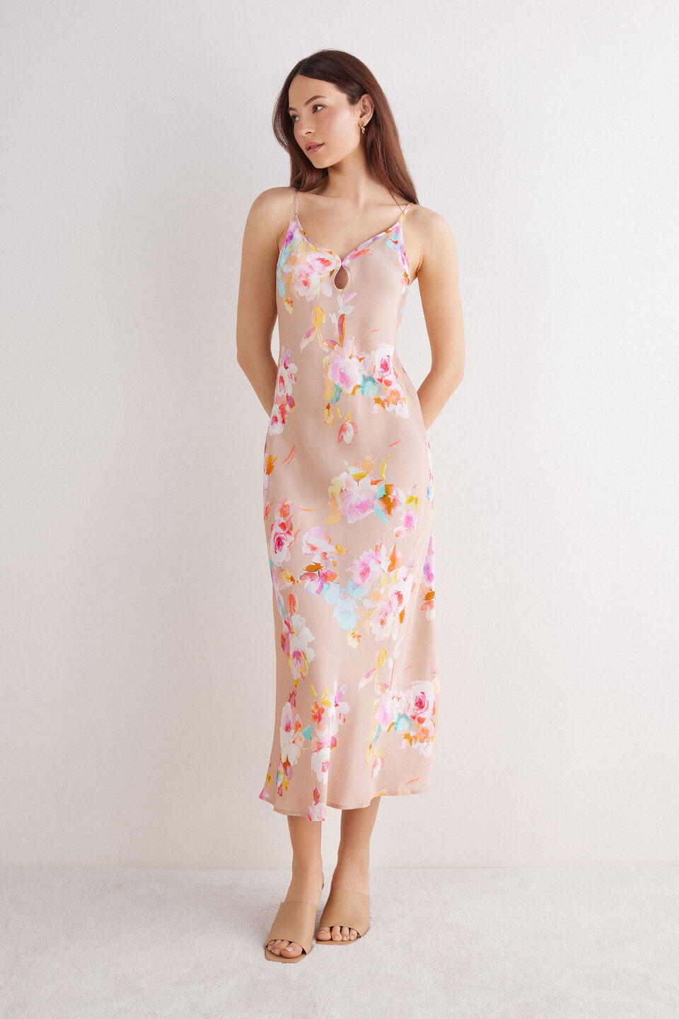 camisola longa em viscose here comes the sun - rosa