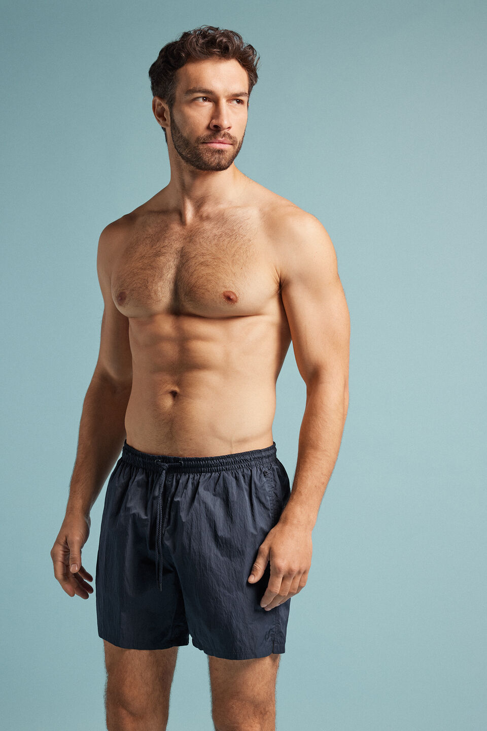 bermuda de banho lisa - azul