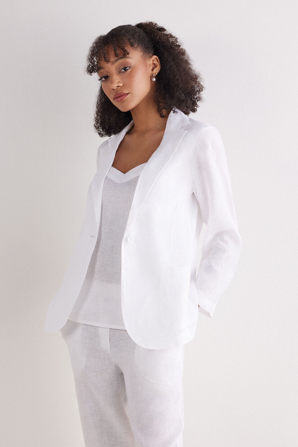 blazer em linho linho the pure linen - branco