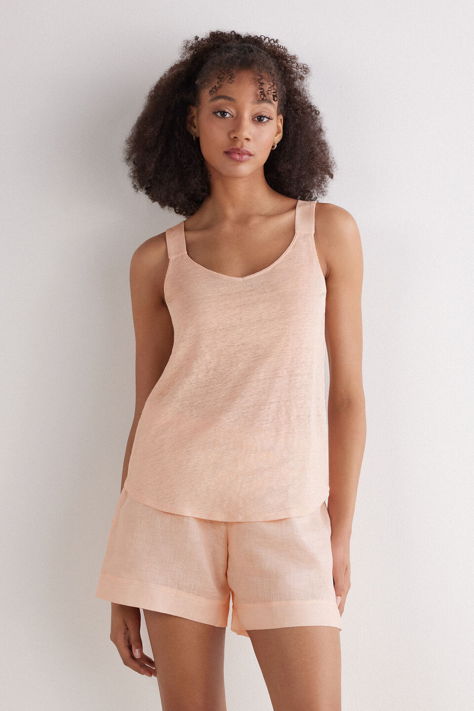 regata em linho the pure linen - rosa