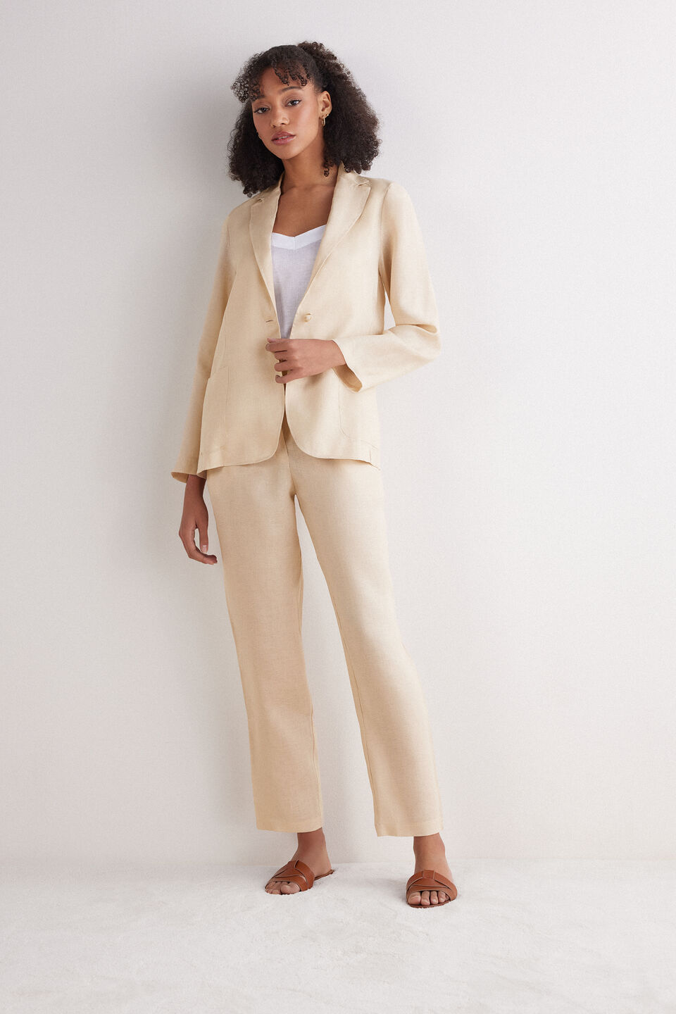 blazer em linho linho the pure linen - bege