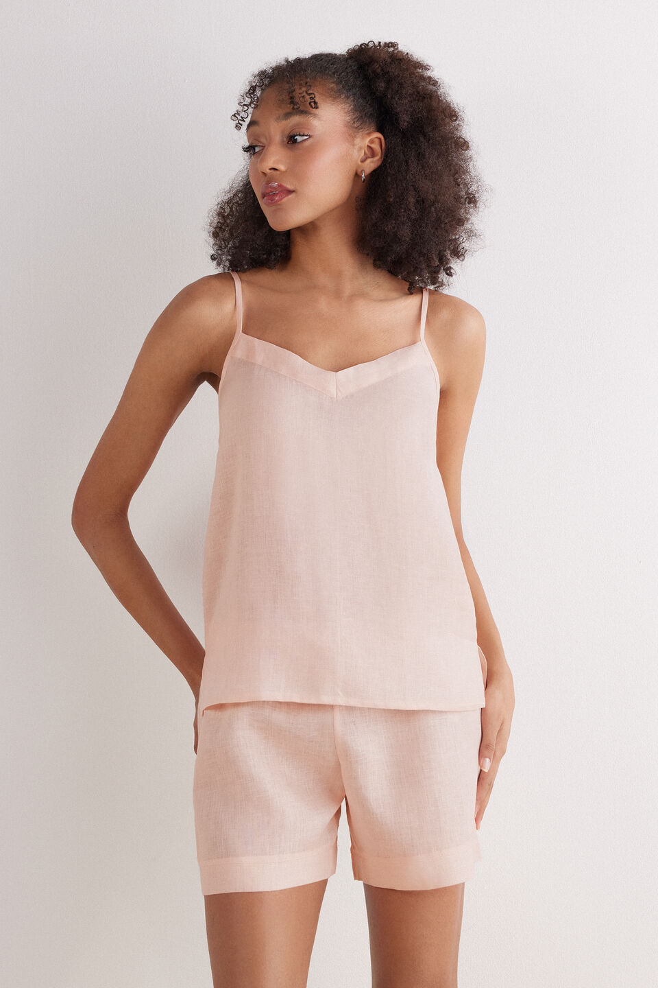 regata em linho the pure linen - rosa