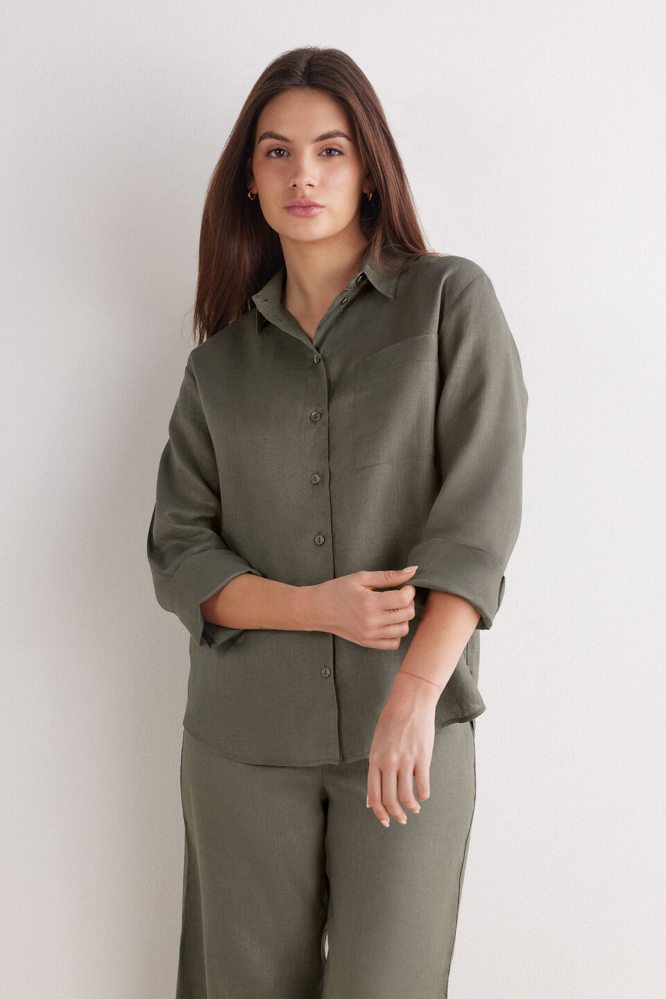 camisa em linho the pure linen - verde