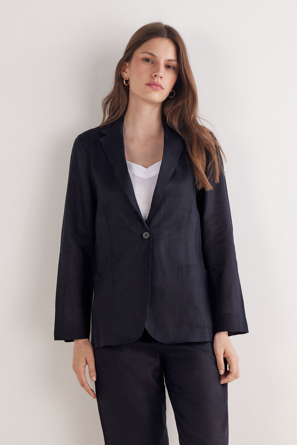 blazer em linho linho the pure linen - preto