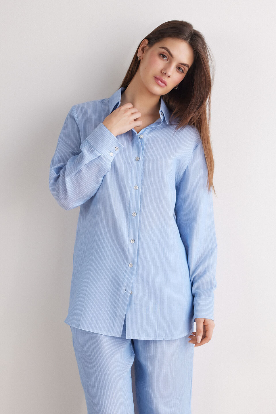 camisa em algodão morning portofino - azul