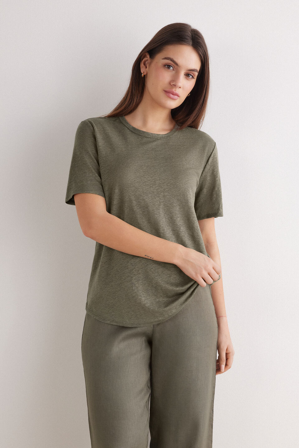 blusa de manga curta em linho the pure linen - verde