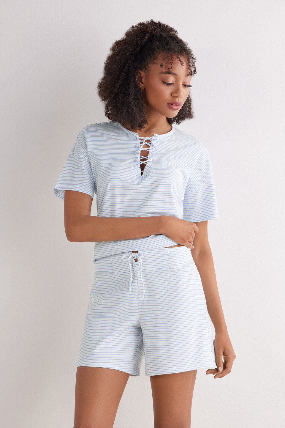 shorts em algodão morning portofino - azul