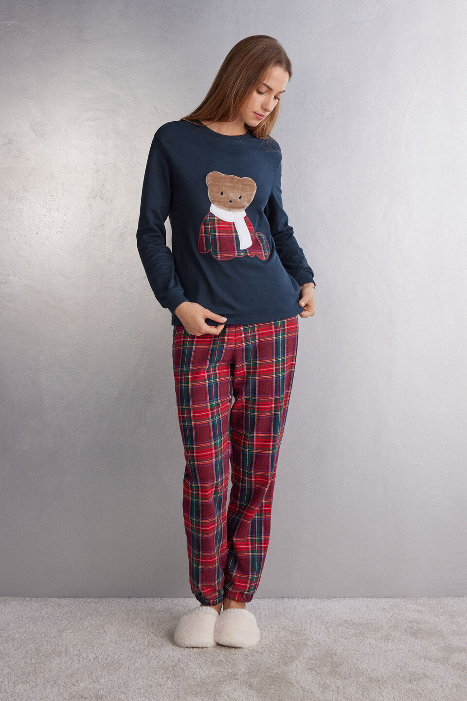 pijama em algodão chic teddy bear - azul