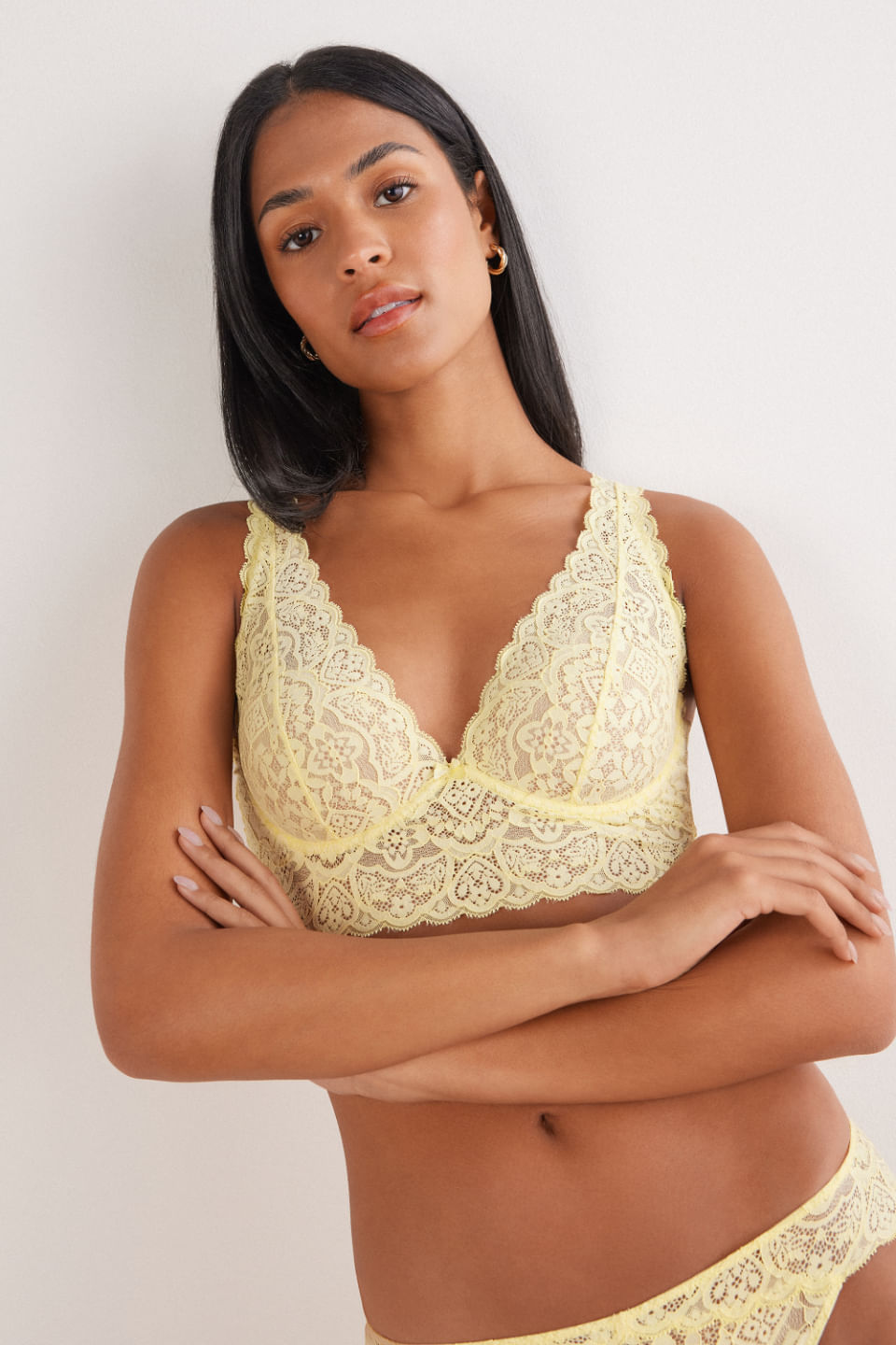 sutiã eleonora em renda - amarelo