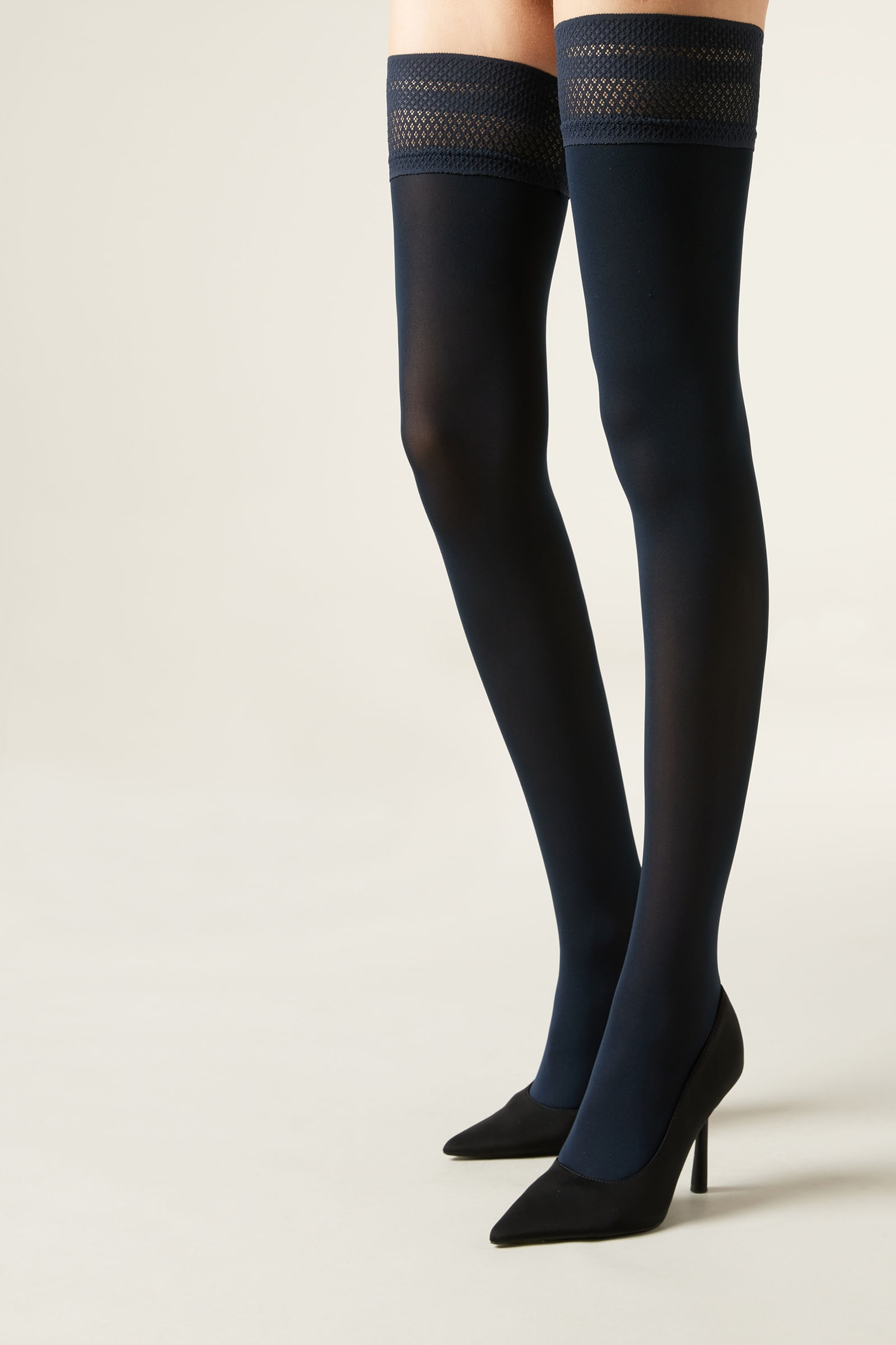 meia cinta liga fio 50 soft touch - azul