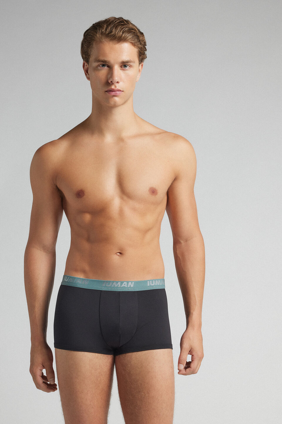 cueca boxer em microfibra com logótipo - preto