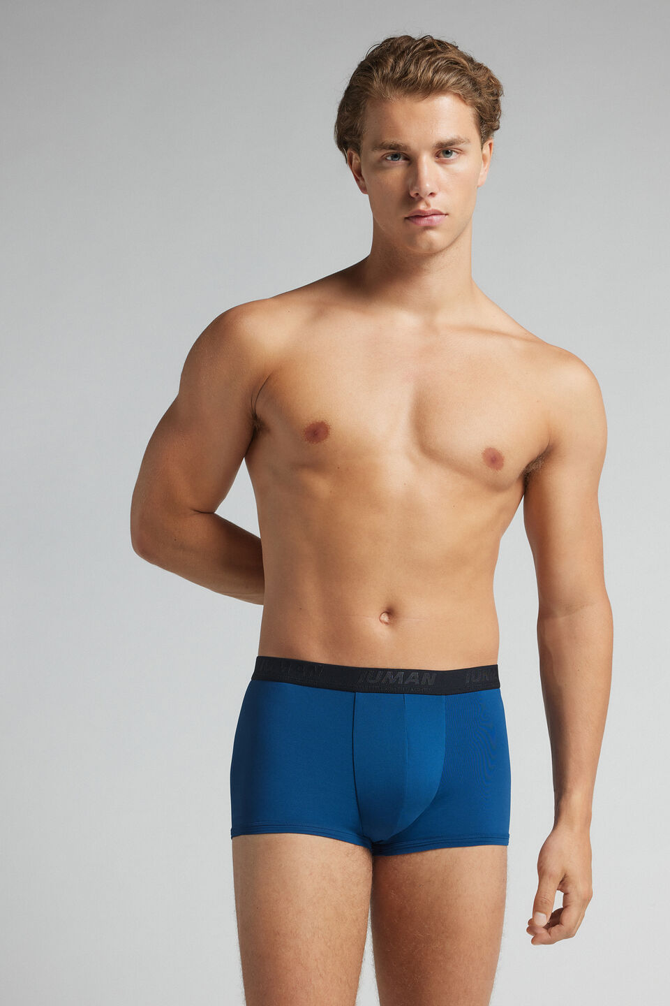 cueca boxer em microfibra com logótipo - azul