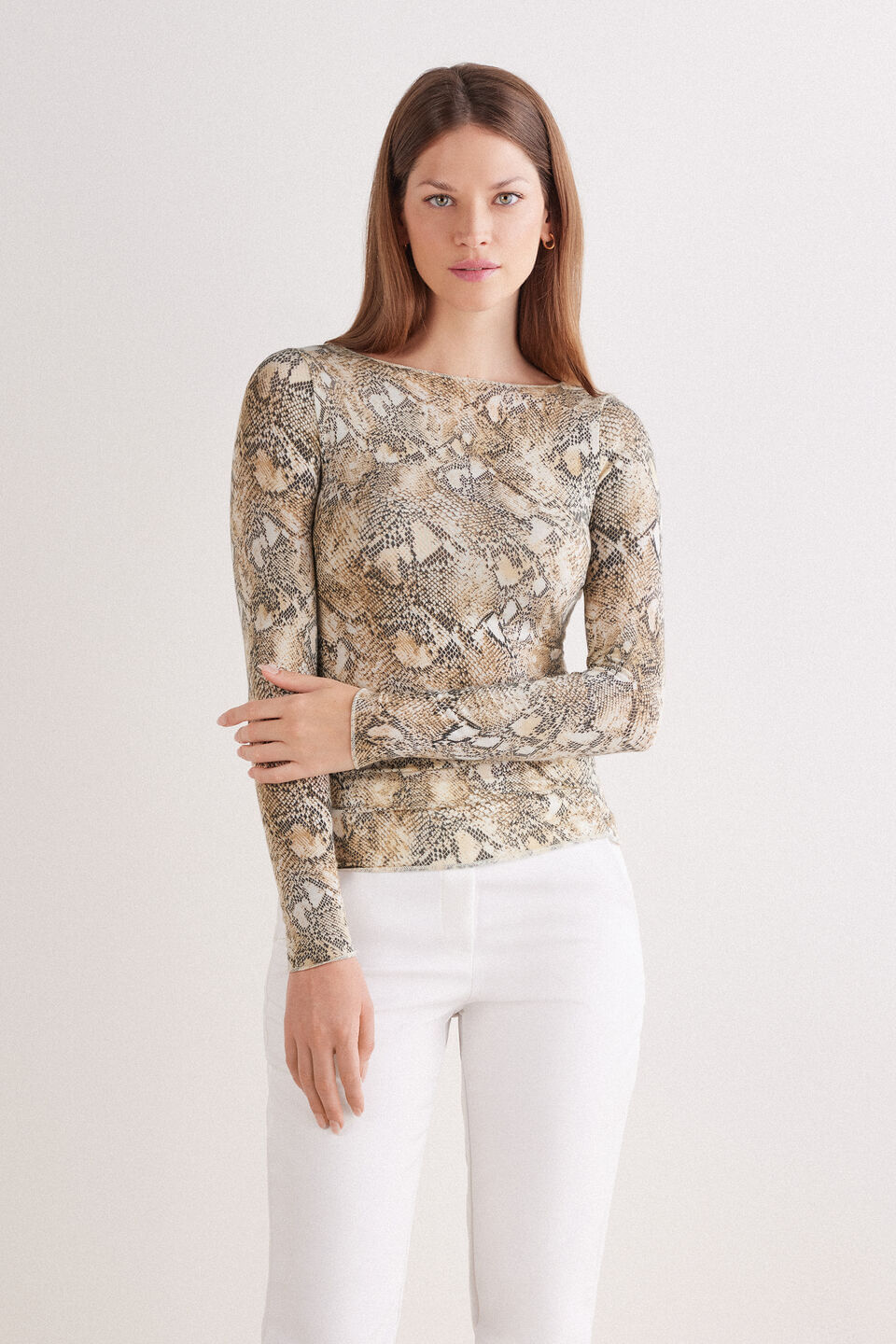 blusa de manga comprida em modal ultralight com cashmere seductive glamour - marrom