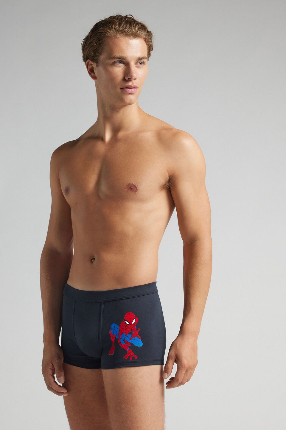 cueca boxer com estampa marvel homem-aranha em algodão supima - azul