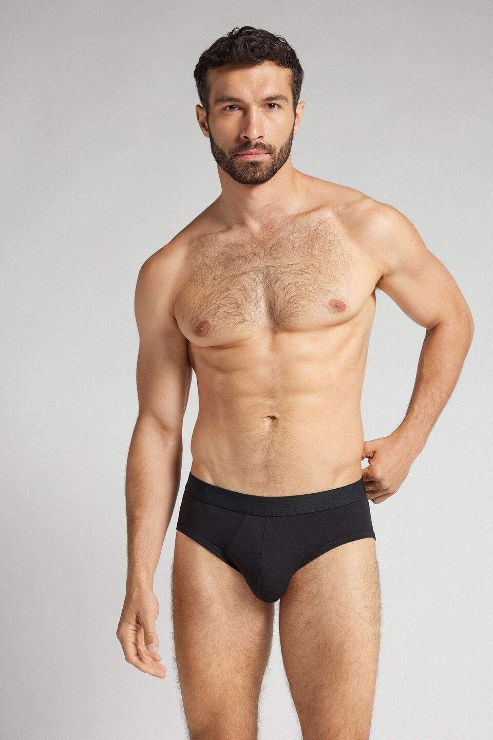 cueca slip em algodão supima com elástico visível - preto