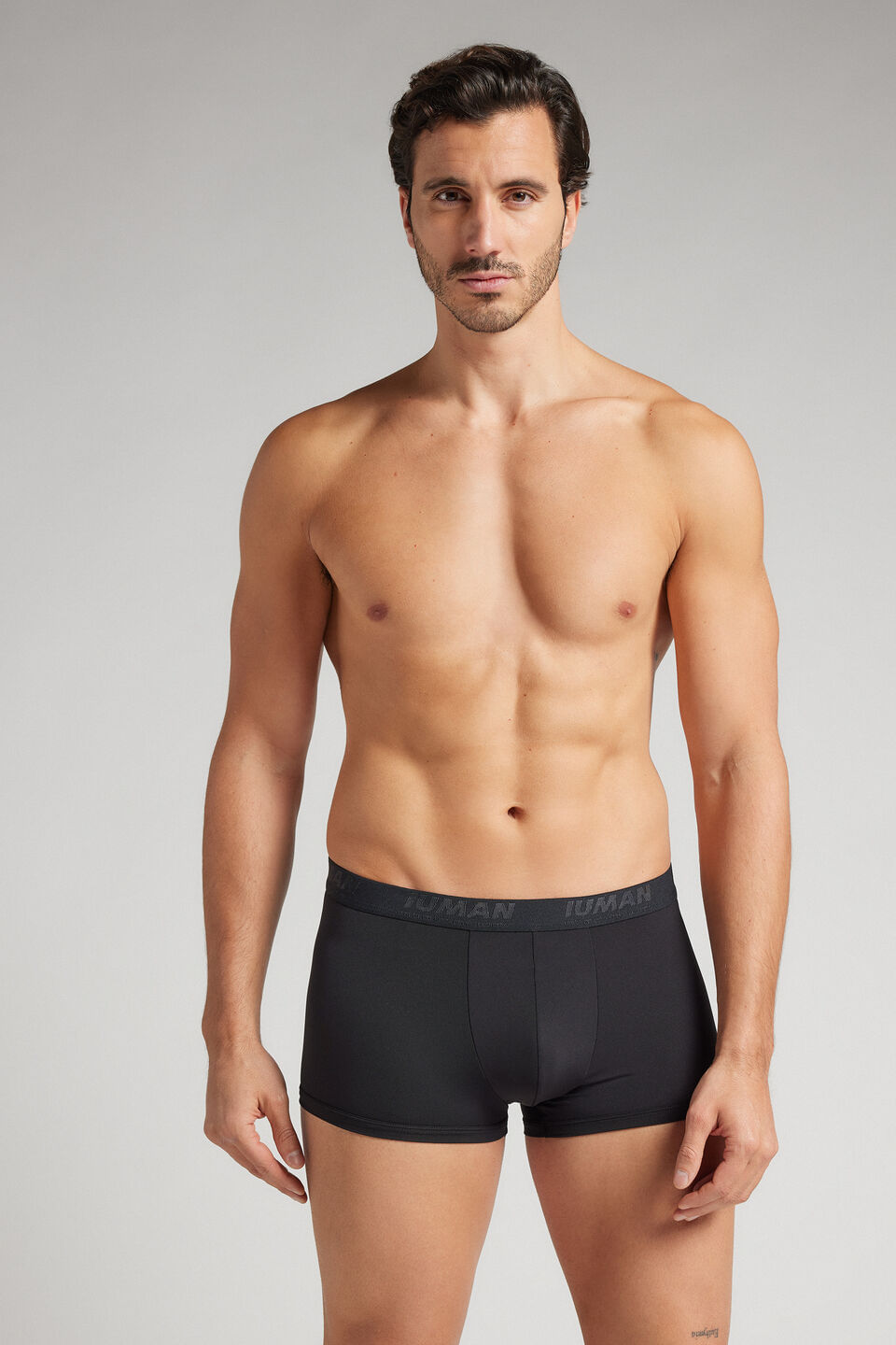 cueca boxer em microfibra com logótipo - preto