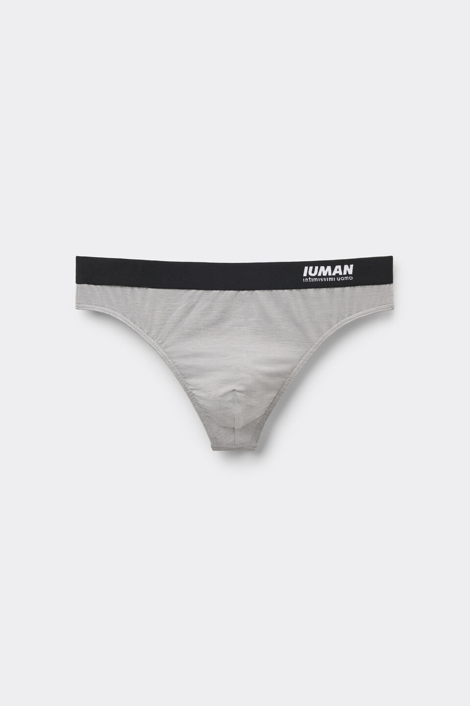 cueca fio dental em microfibra com logótipo - cinza