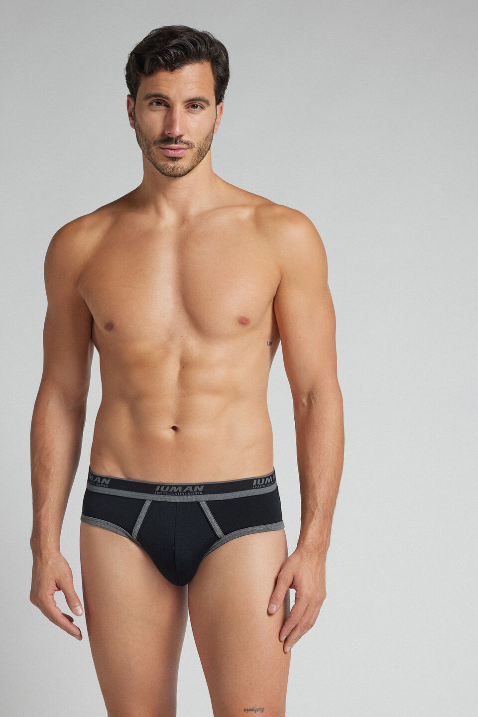 cueca slip com logotipo em algodão supima - preto
