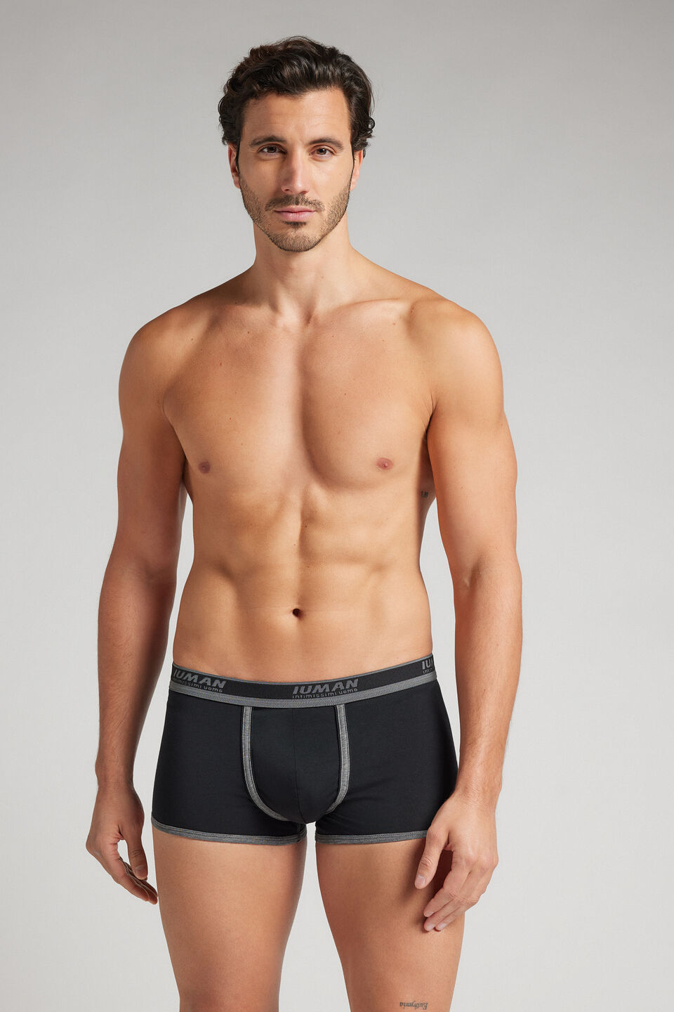 cueca boxer com logotipo em algodão supima - preto
