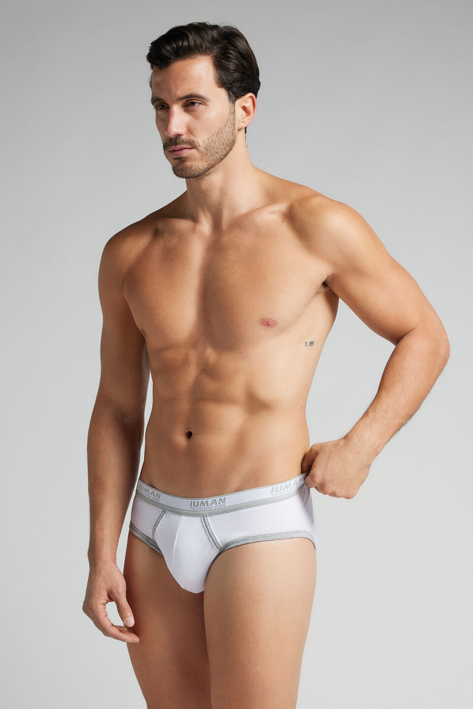 cueca slip com logotipo em algodão supima - branco