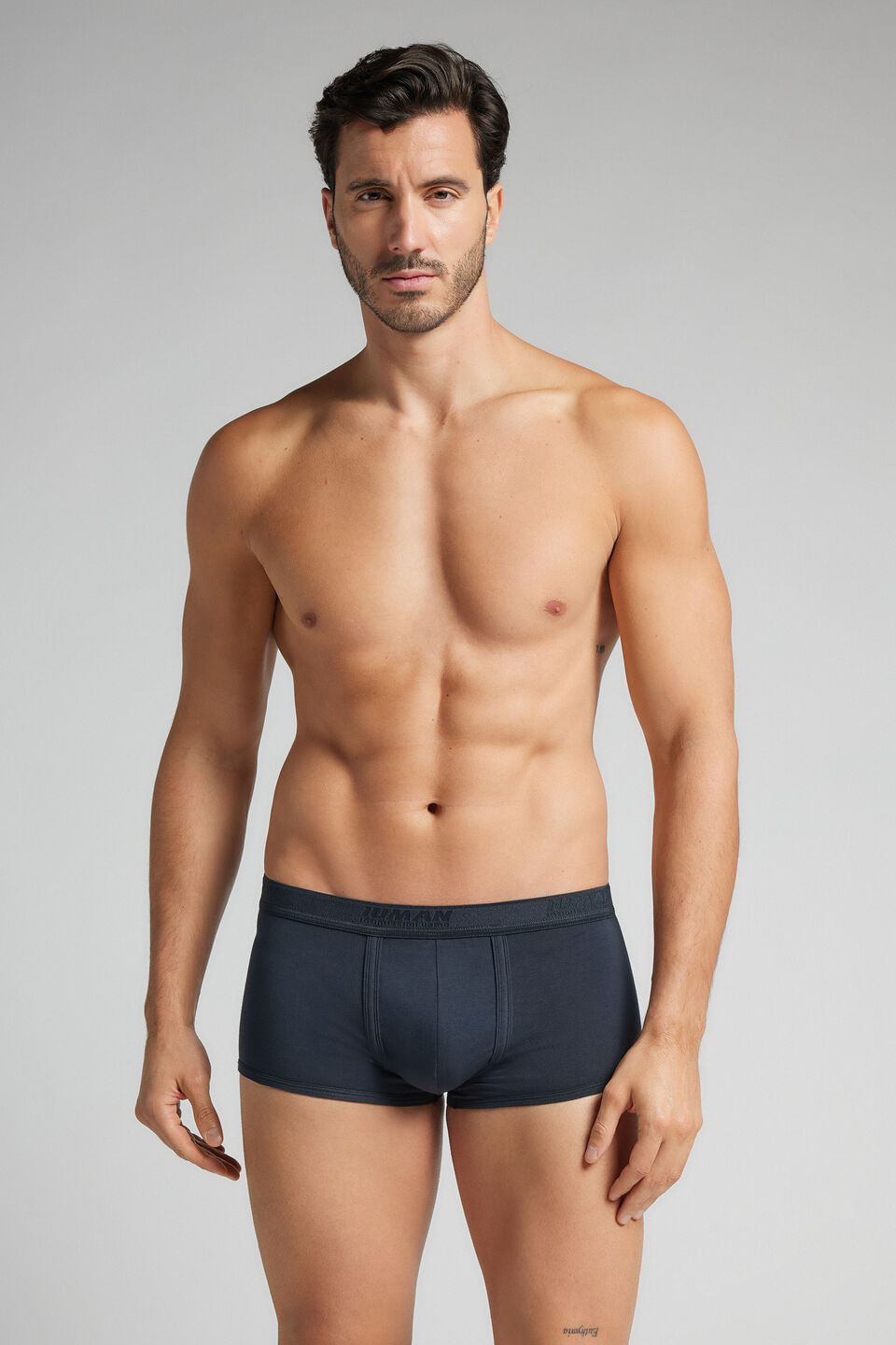 cueca boxer com logotipo em algodão supima - azul