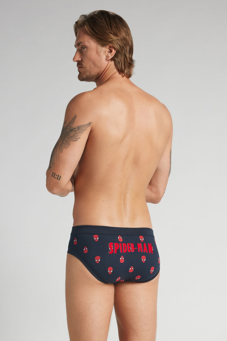 cueca slip com estampa marvel homem-aranha em algodão supima - azul