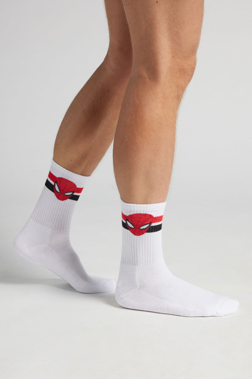 meias curtas marvel homem-aranha em algodão turco - branco
