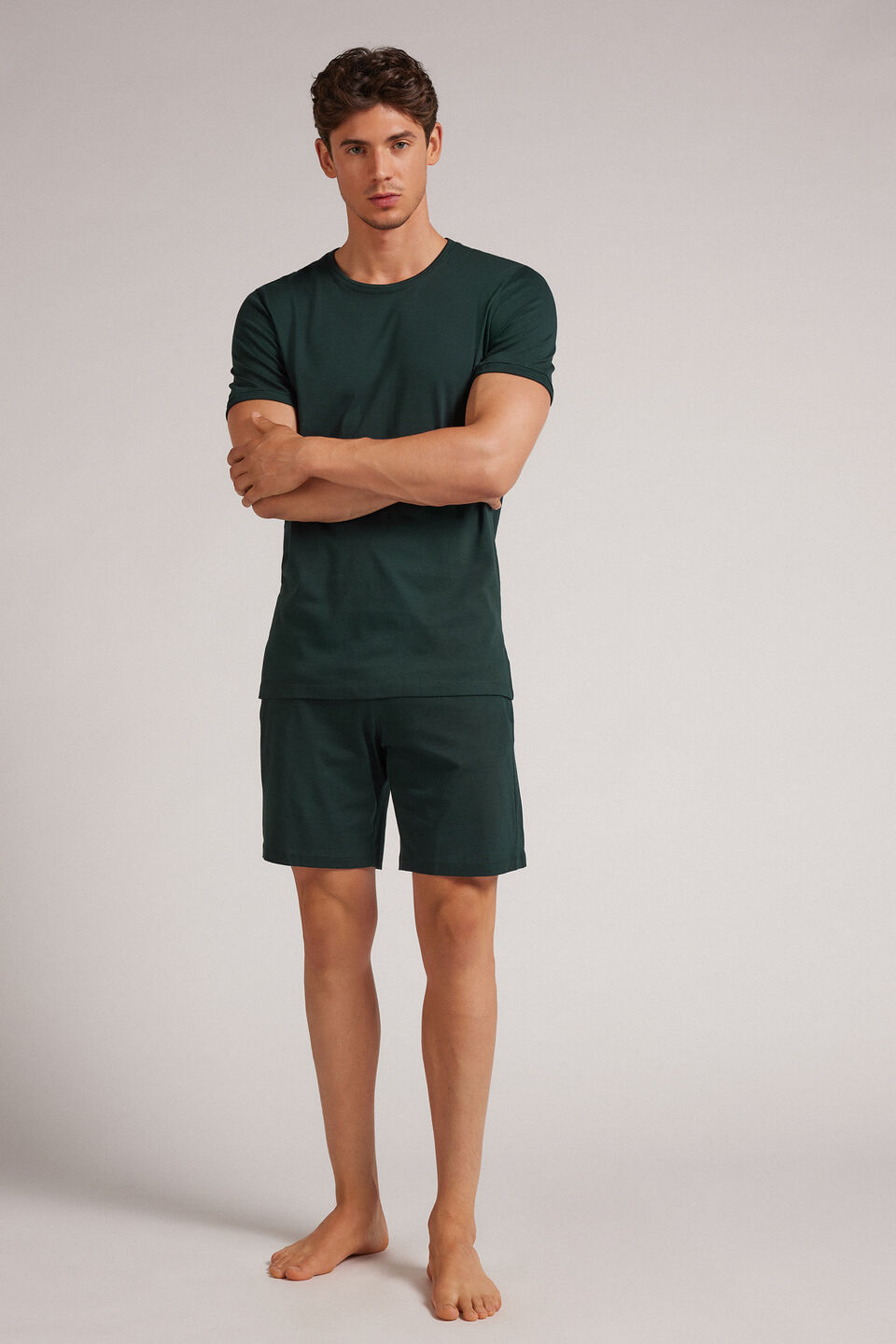 pijama curto de algodão supima basic - verde
