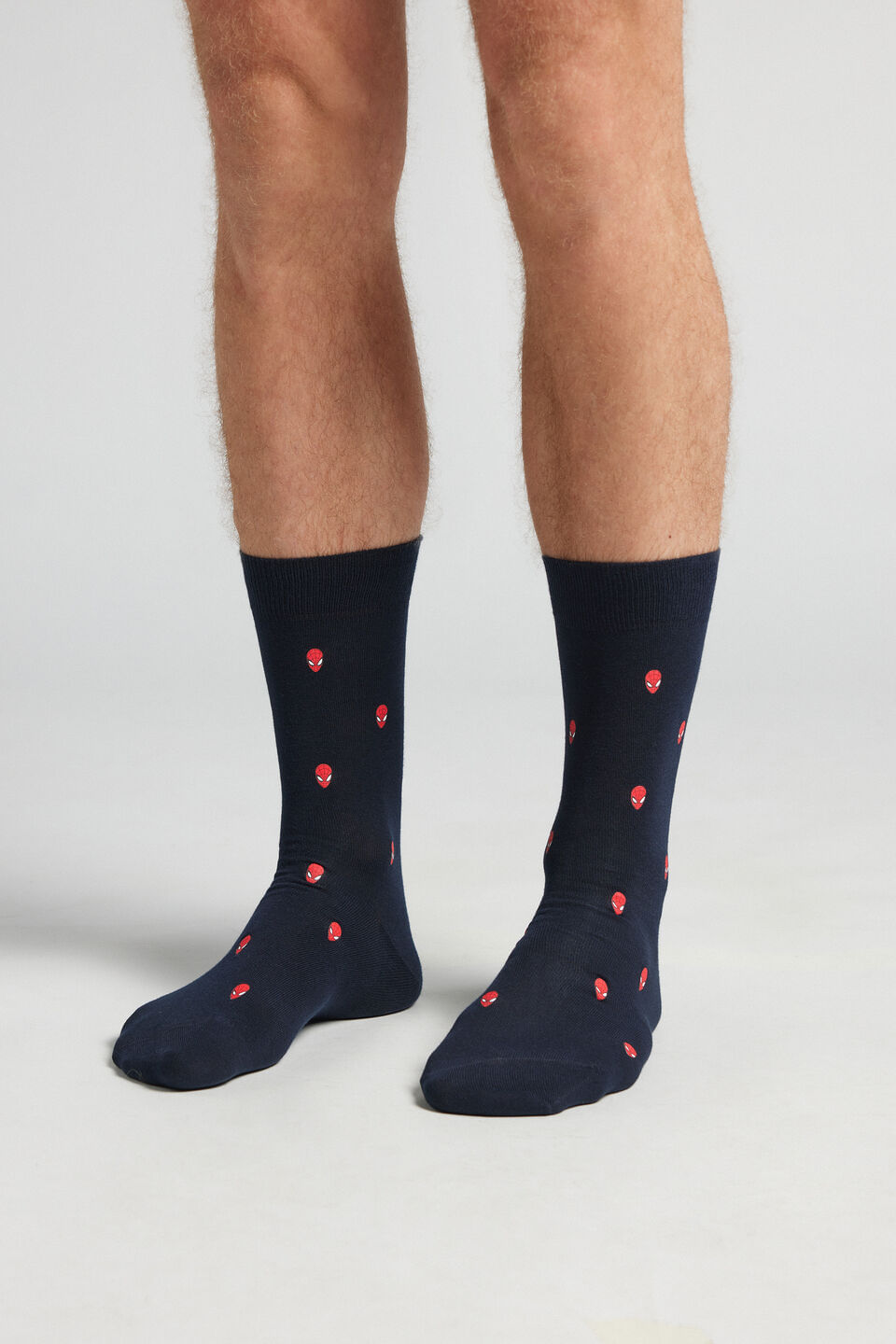 meia curta marvel homem-aranha em algodão - azul