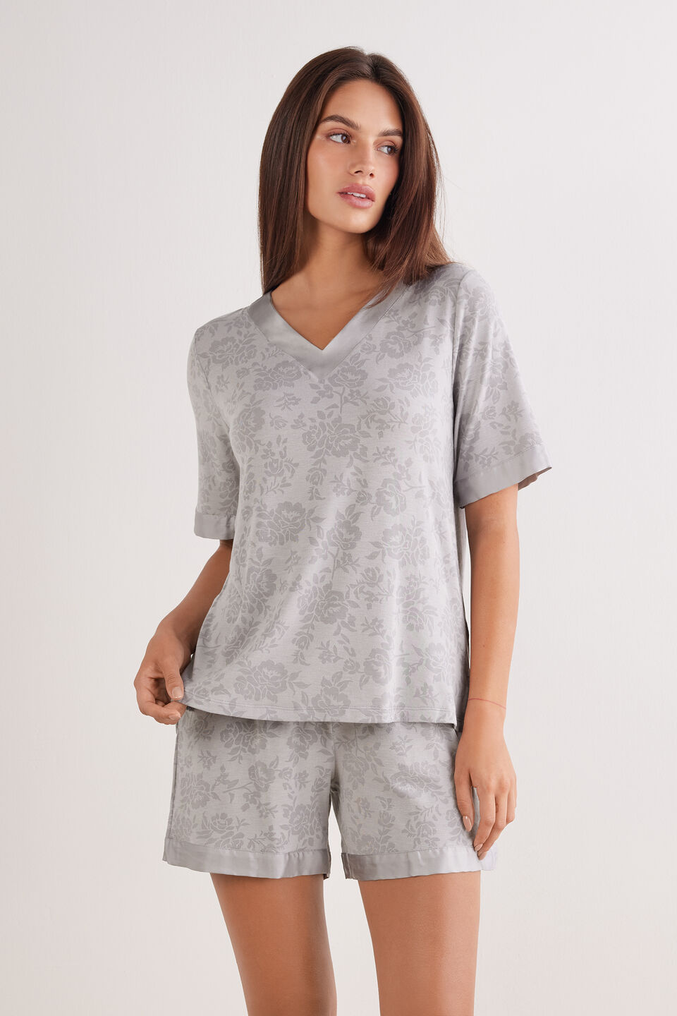 pijama curto efeito devorê soft dreams - cinza