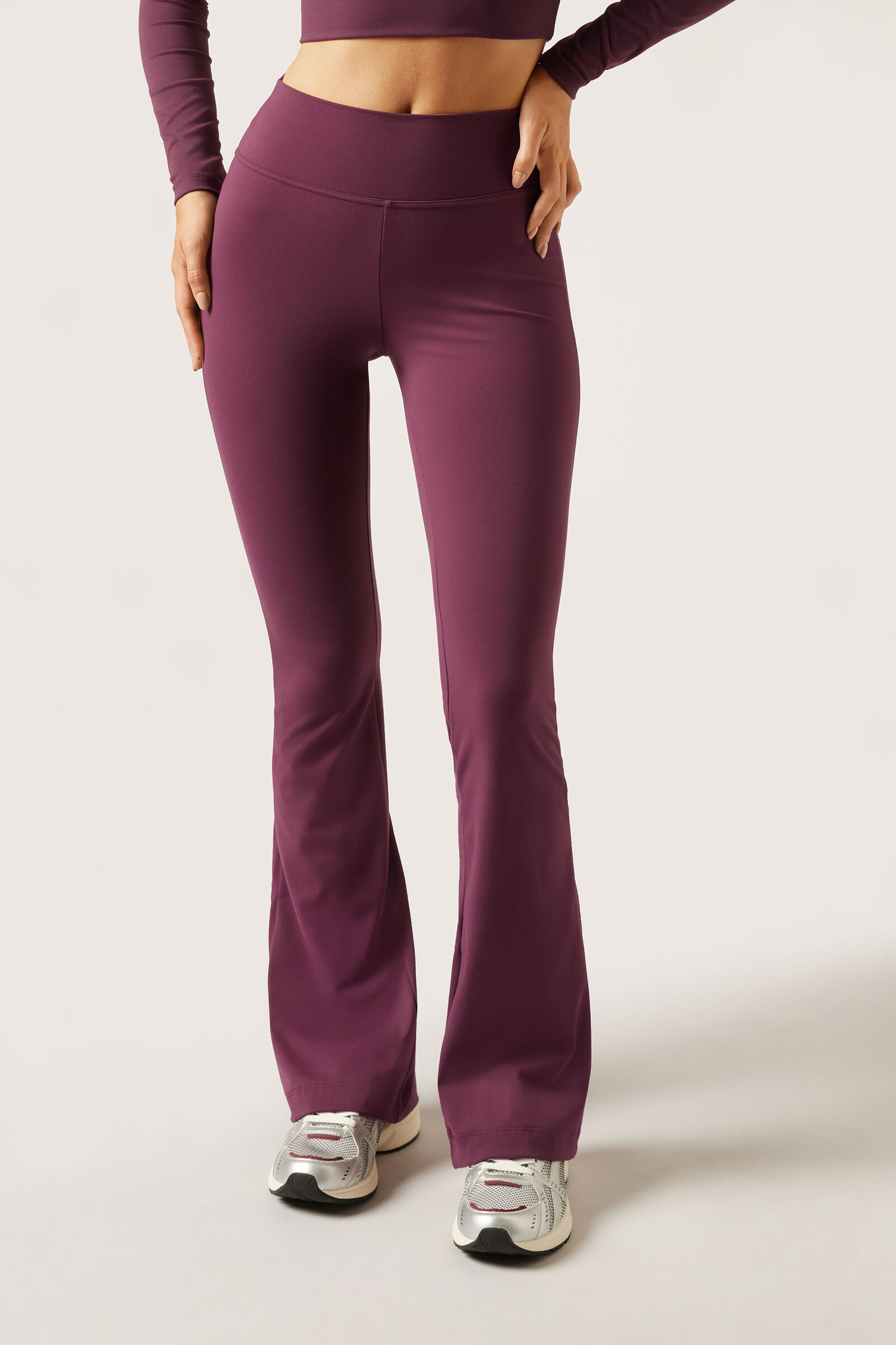 calça legging flare soft touch first class - bordô