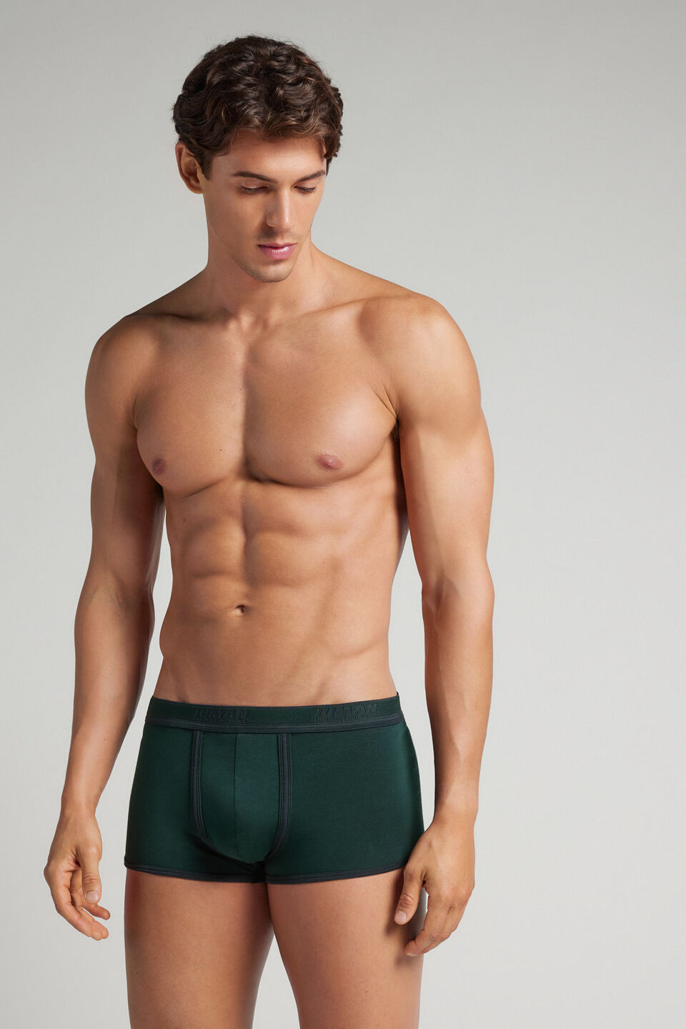 cueca boxer com logotipo em algodão supima - verde