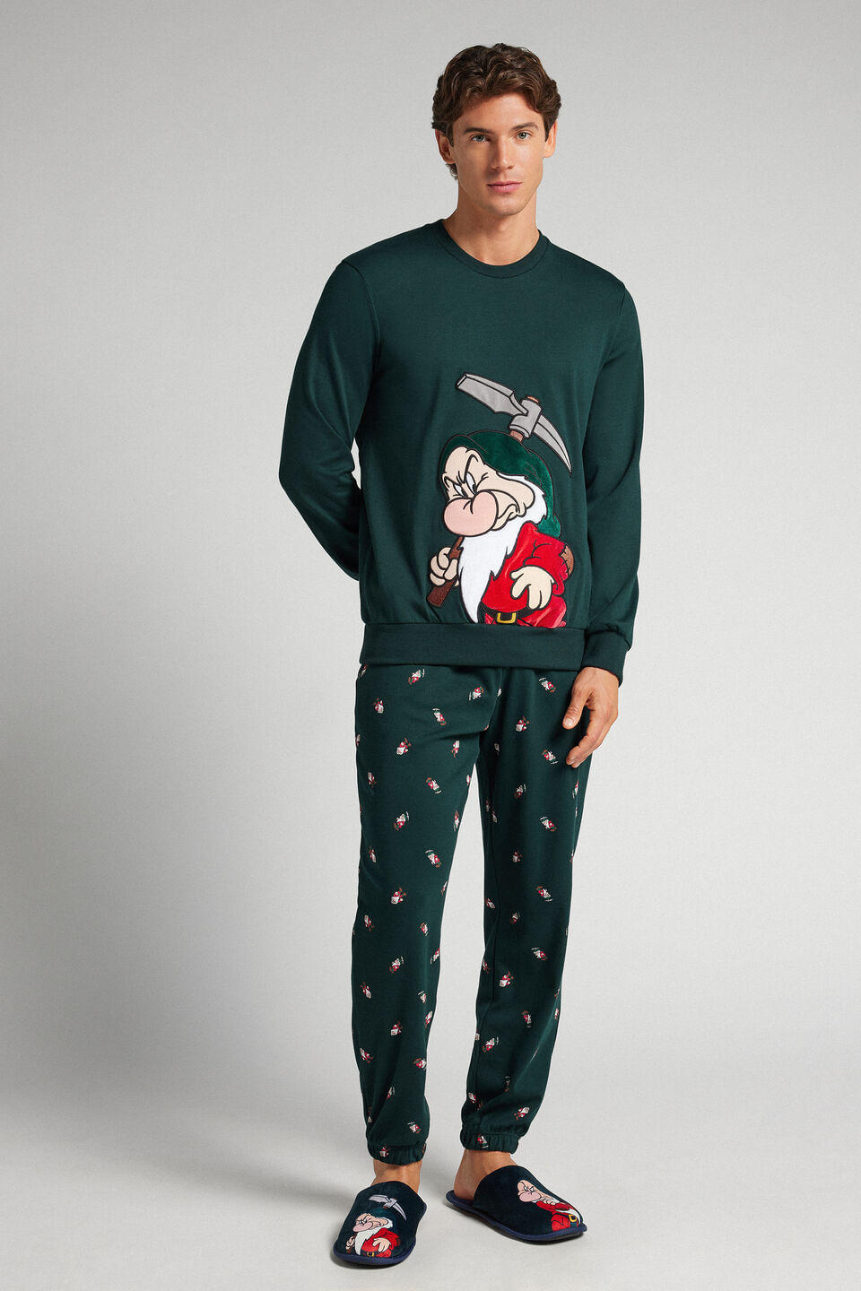 pijama comprido disney zangado em algodão - azul