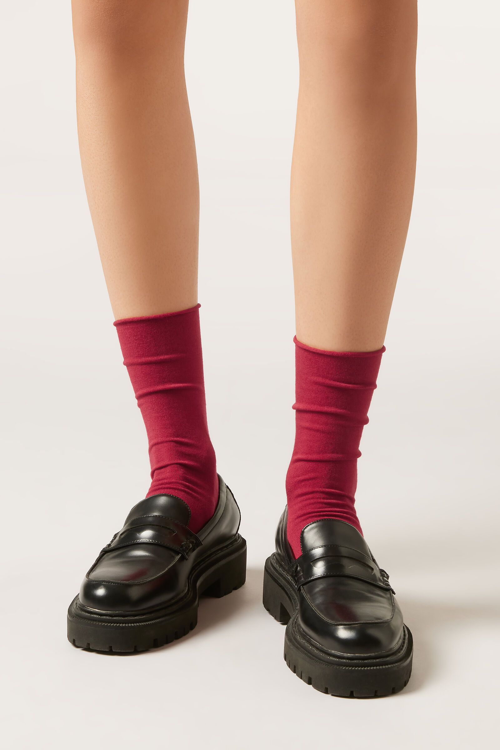 meia curta com cashmere - vermelho