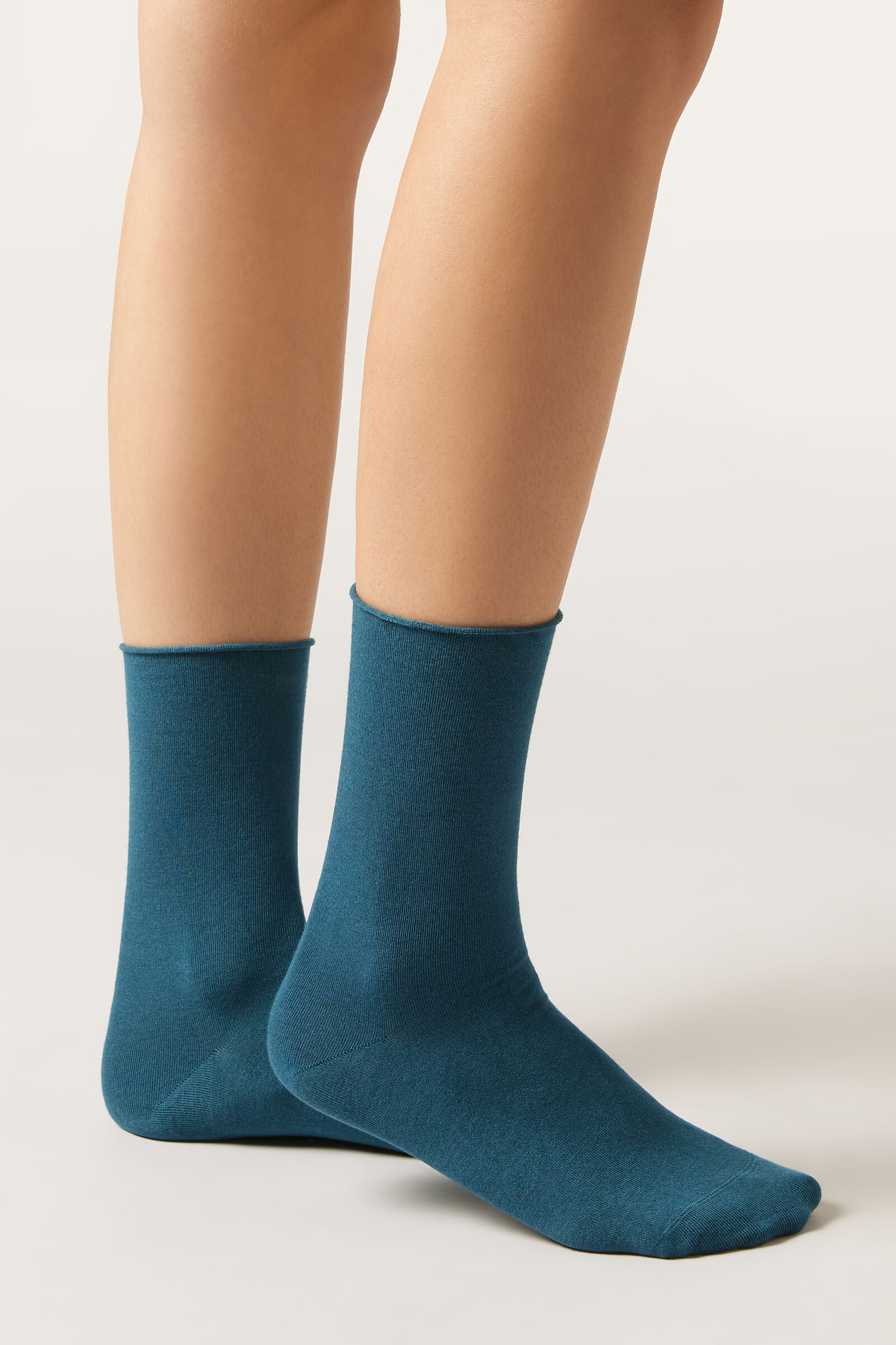 meia curta com cashmere - azul