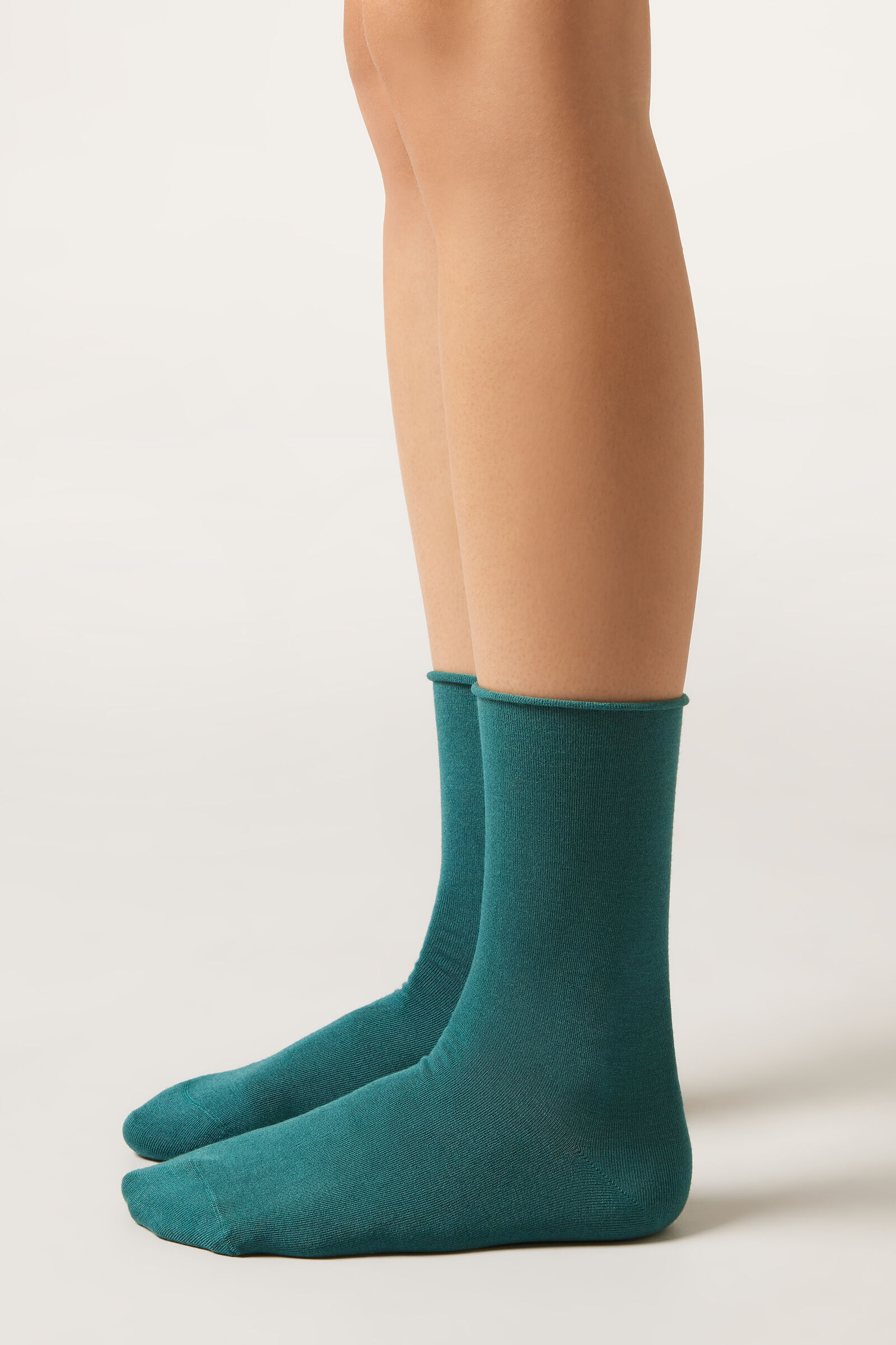 meia curta com cashmere - verde