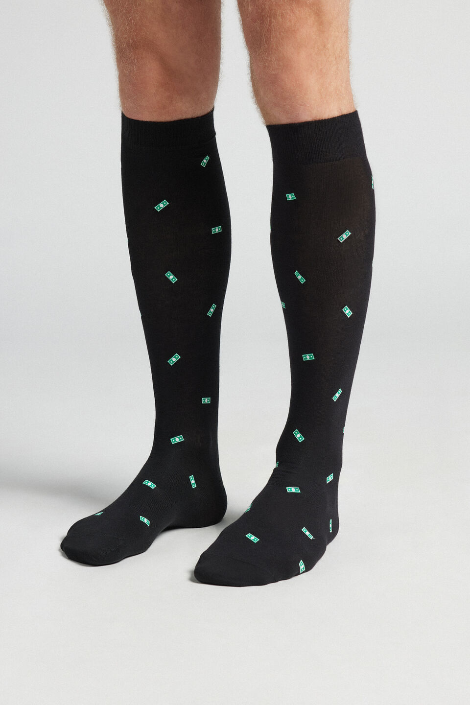 meias altas em algodão soft - preto