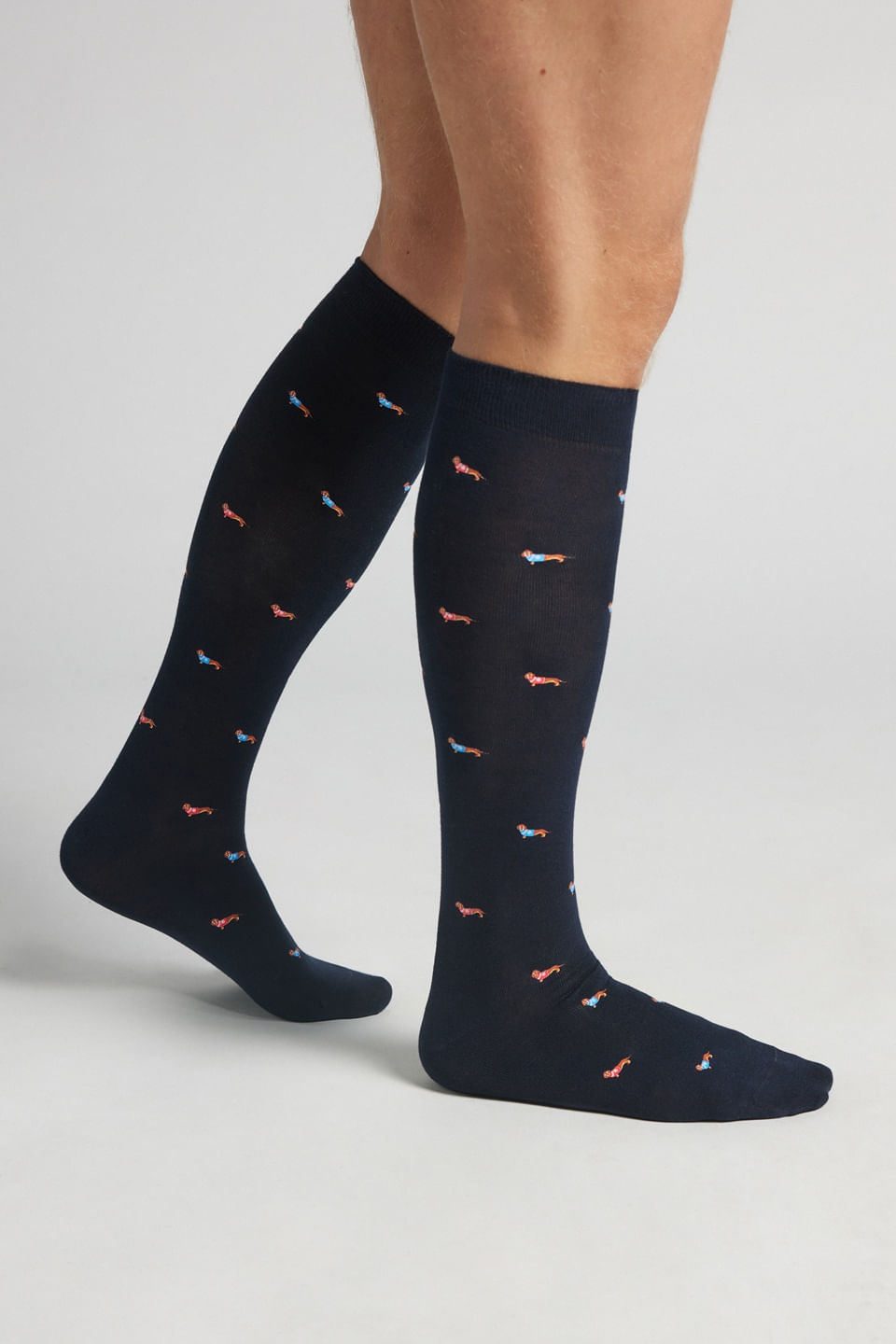 meias altas em algodão soft - azul