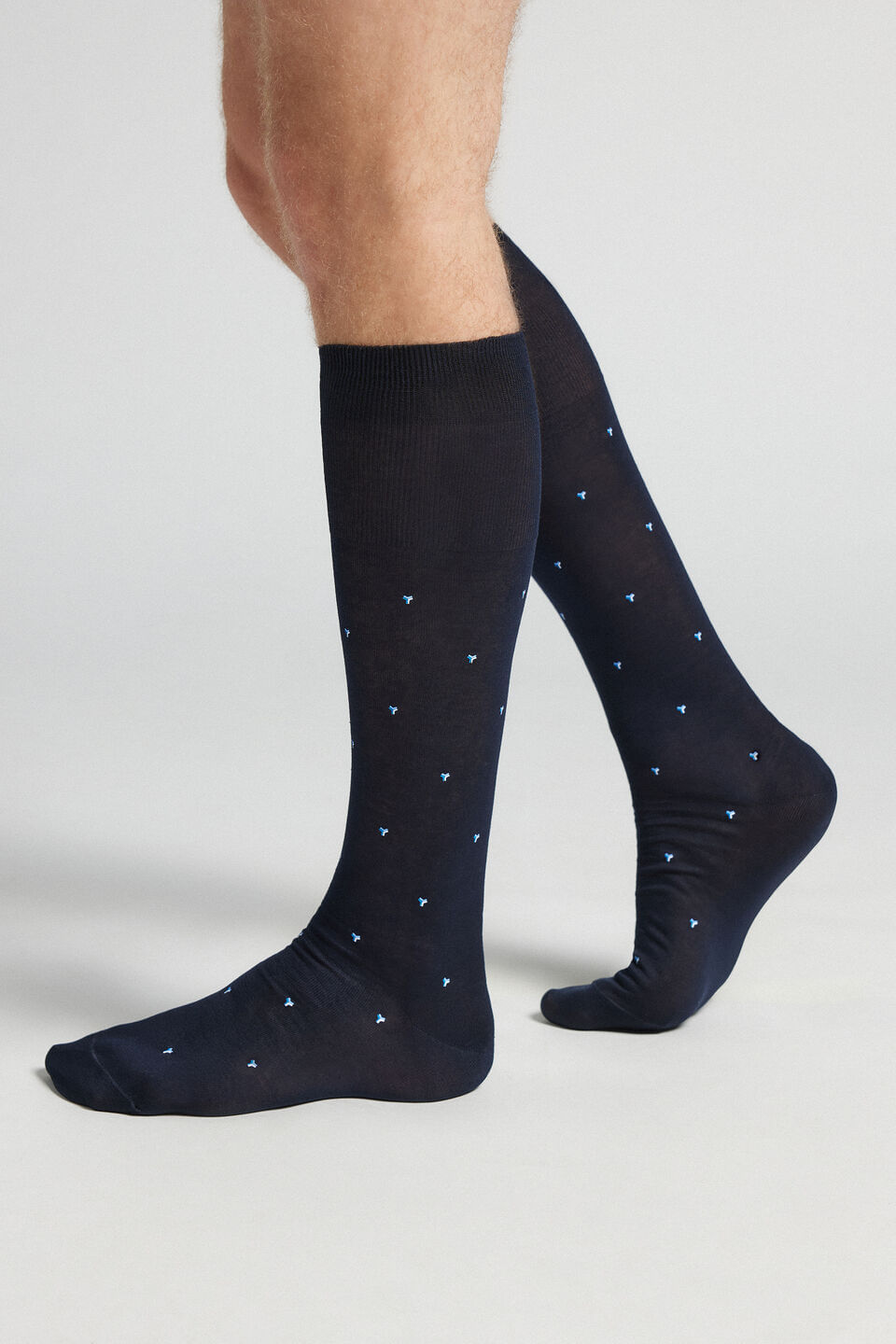 meias altas em algodão fio de escócia - azul