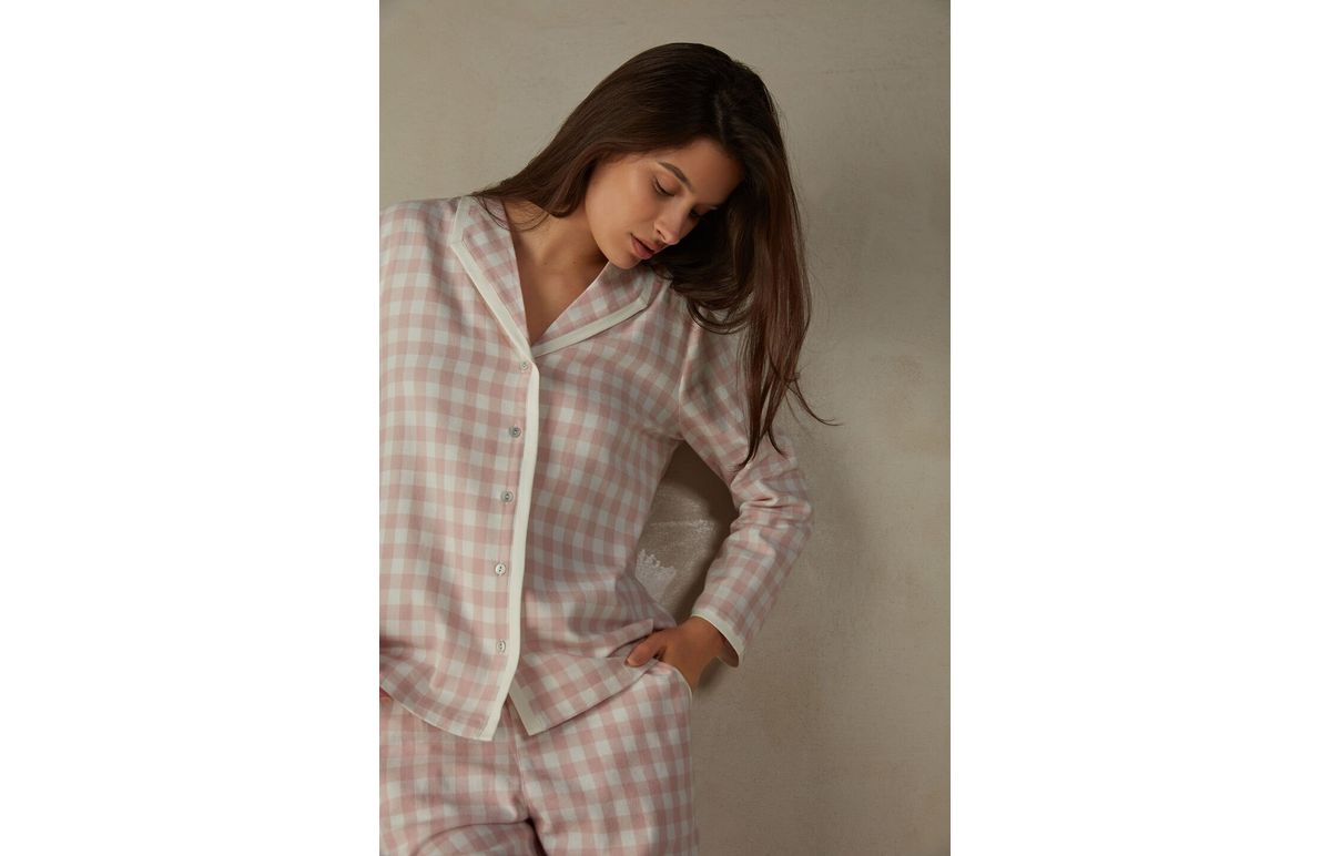 Camisa De Lona Escovada Gingham Lover – Rosa