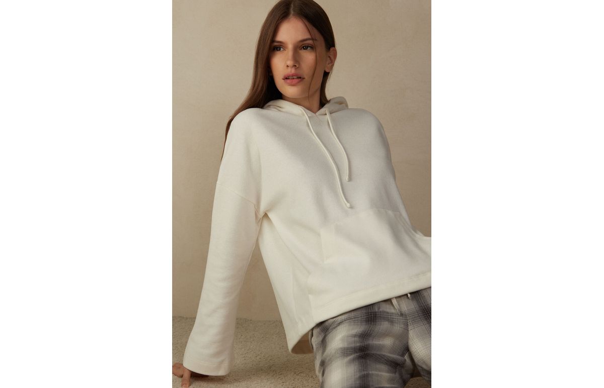 Blusa Manga Comprida Com Capuz Warm Cuddles – Branco