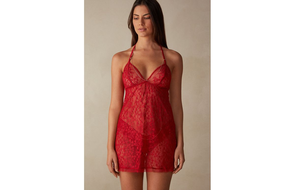 Babydoll Em Renda Luxury Treats – Vermelho