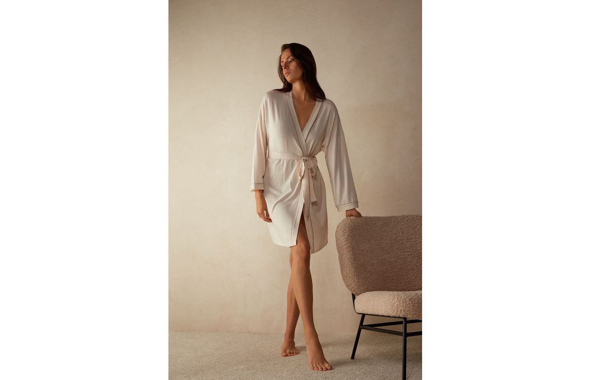 Quimono Em Modal – Bege