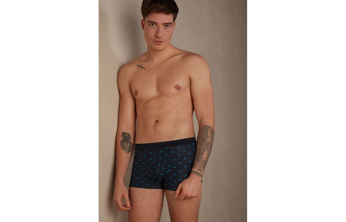 Cueca Boxer Em Microfibra Estampa Bicicletas – Azul