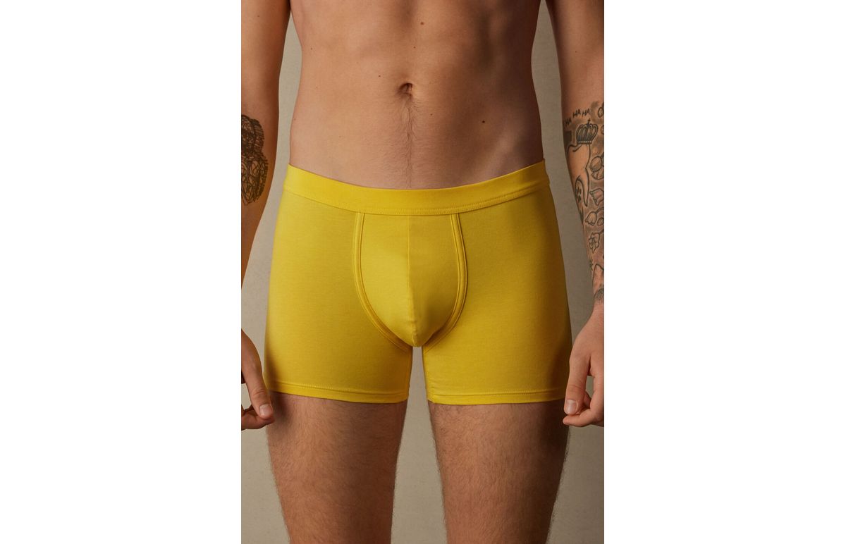 Boxer De Algodão Supima – Amarelo