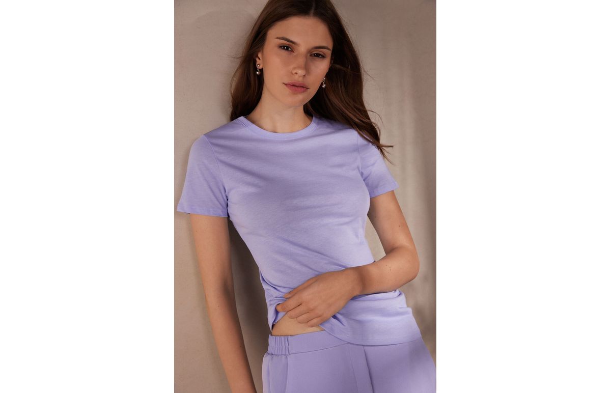 Blusa De Manga Curta Em Algodão Supima Ultrafresh – Roxo