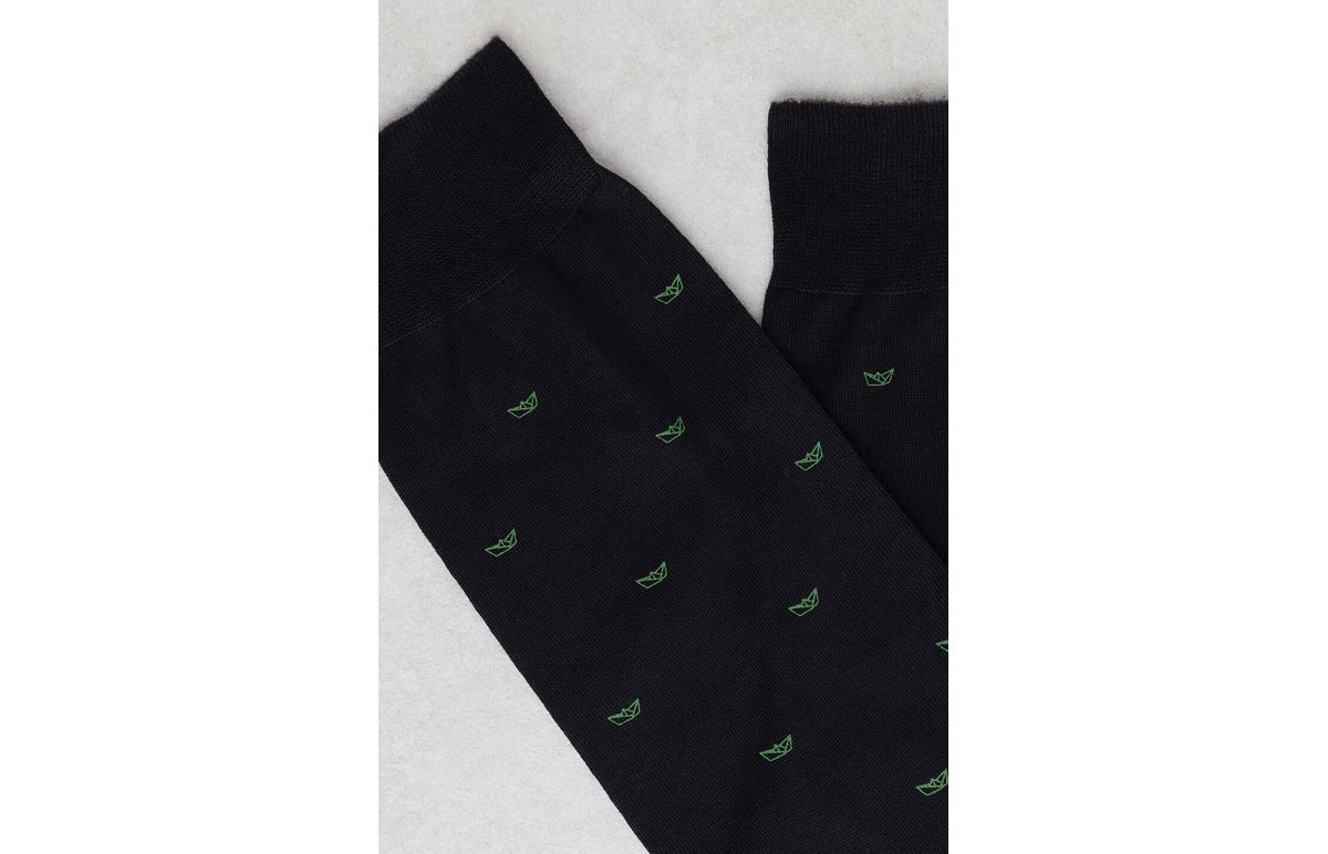 Meias Curtas Para Homem Em Algodão Fio De Escócia Com Padrão – Preto