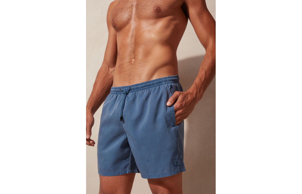 Bermuda De Banho Stone Washed – Azul