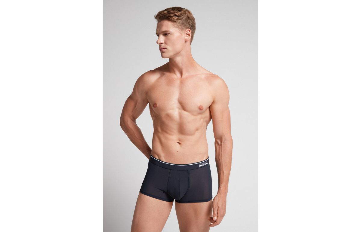 Cueca Boxer Super Fresh Em Micro-Rede – Azul